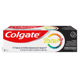 Зубная паста Colgate Total 12 Профессиональная Глубокое Очищение с древесным углем  а также цинком и аргинином для антибактериальной защиты всей полости рта в течение часов 80 гр