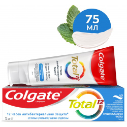 Зубная паста Colgate Total 12 Профессиональная Чистка с специальным ингредиентом для гладких и блестящих зубов  а также цинком аргинином антибактериальной защиты всей полости рта в течение часов 75 мл