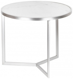 Столик Glasar с белым мрамором 50х50х41 см серебро 