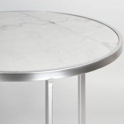 Столик Glasar с белым мрамором 50х50х41 см серебро