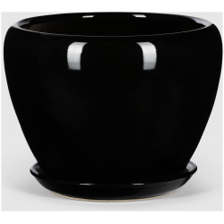 Кашпо керамическое для цветов Shine Pots 20x16 см черный глянец 