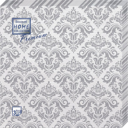Салфетки Home collect premium бумажные серебряный орнамент 40х40 3сл 20л 