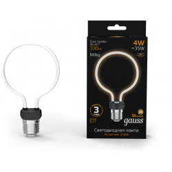 Лампа Gauss Filament Artline G95 4W 330lm 2700К Е27 milky LED 1/10/100 