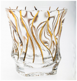 Набор стаканов для виски Bohemia Jihlava Bamboo золотые линии 300 мл 6 шт 