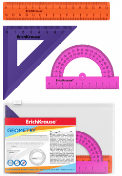 Набор геометрический малый пластиковый Erich Krause Caribbean Sunset в zip пакете 