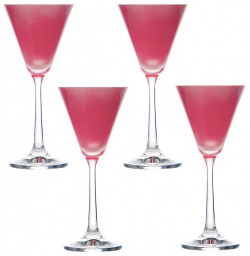 Набор бокалов Crystalex Пралине для мартини розовый 90 мл 4 шт 