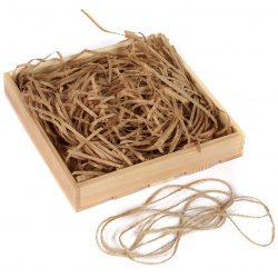 Коробка деревянная Grand Gift 100 квадратная со шнурком и наполнителем 20х20х3 см 