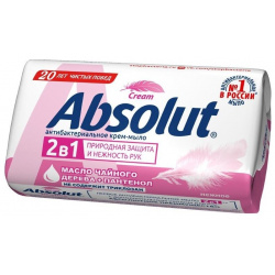Мыло Absolut 2В1 Нежное 90Г Антибактериальное крем 2 в 1 с дополнительным