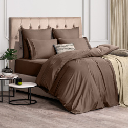 Комплект постельного белья Sleepix Миоко коричневый Евро