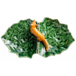 Блюдо двухсекционное Bordallo Pinheiro листья с лисой 34 см