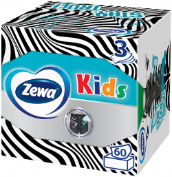 Детские Салфетки бумажные Zewa Kids  3 слоя 60 шт
