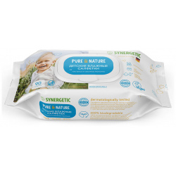 Гипоаллергенные детские влажные салфетки Synergetic Pure&Nature Пантенол и овсяное молочко  90 шт