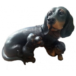 Садовая фигура Собака такса с щенками Тпк полиформ высота 27см  длина 33см