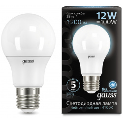 Gauss LED A60 globe 12W E27 4100K 1/10/50 