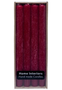 Набор столовых свечей Home Interiors темно красные 25 см 4 шт 