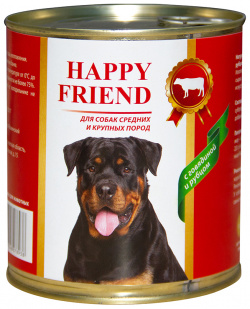 Корм для собак Happy Friend средних и крупных пород с говядиной рубцом 750 г 