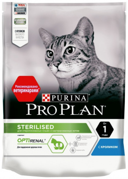 Корм для кошек Pro Plan Sterilised стерилизованных и кастрированных котов  с кроликом 200 г