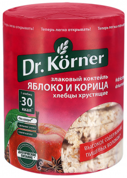 Хлебцы хрустящие Dr  Korner Злаковый коктейль яблоко и корица 90 г