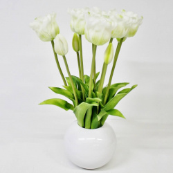 Тюльпаны Конэко О 10150_х2_10161 в белом кашпо 45 см 