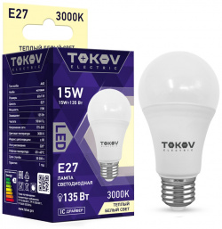 Лампа светодиодная Tokov Electric 15Вт A60 E27 3000к 
