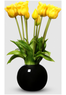 Тюльпаны Конэко О 10153_Х2_10160 в черном кашпо 45 см 