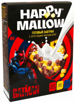 Сухой завтрак Happy Mallow Batman кукурузный с маршмеллоу 240 г 