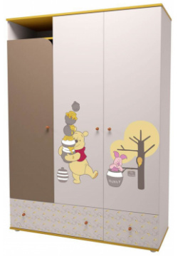 Шкаф трехсекционный Polini kids Disney baby "Медвежонок Винни и его друзья"  белый макиато 190х135х52 P I