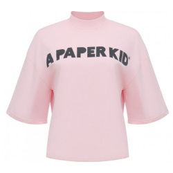 Футболка A Paper Kid 1411010 TH039 из трикотажа в розовом цвете от