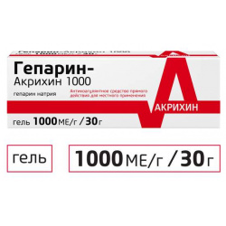 Гепарин Акрихин гель 1000МЕ/г 30г ОАО 