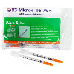Шприц Micro Fine Plus Инсулиновый U 100 0 5мл с несъемной иглой 29G (0 33х12 7) №10 Becton Dickinson 
