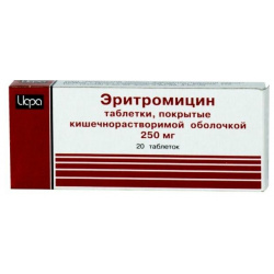 Эритромицин таблетки 250мг №20 Синтез(Курган) ОАО 