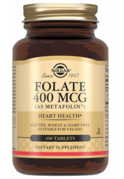 Солгар Фолат (метафолин) таб  №100 Solgar Vitamin and Herb
