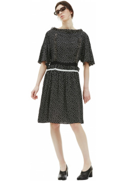 Polka Dot Dress with Ruffles Undercover UCU1716 Black and white