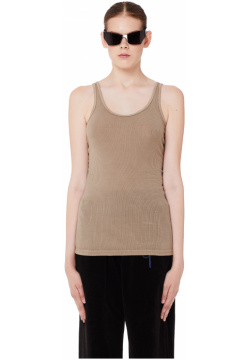 Brown Ribbed Cotton Tank Top James Perse WNL3102/coy