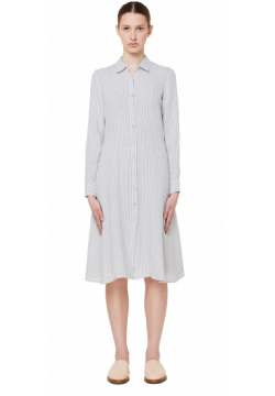 Grey Striped Linen Dress 120% Lino P3W40D4/grey