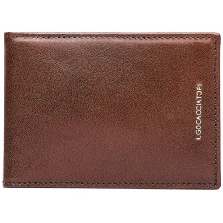 Brown Leather Buttons Cardholder Ugo Cacciatori WL119/VGF This brown 
