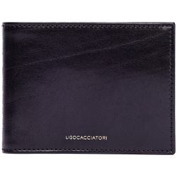 Black Leather Pocket Wallet Ugo Cacciatori WL141/VGN