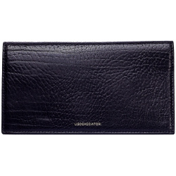 Black Grained Leather Long Pocket Wallet Ugo Cacciatori WL111/VRN