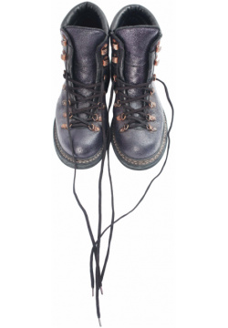 Purple Grained Leather Hiking Boots Guidi 19/N_PURP