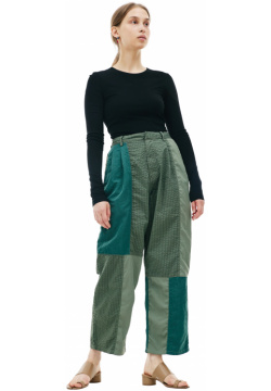 Striped patchwork trousers KIMMY KM 01/OLIVE
