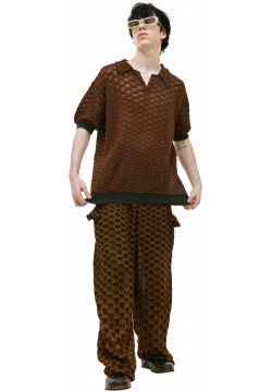 Brown knit polo Isa Boulder SS23M07