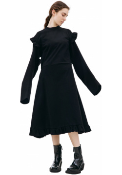 Black ruffle midi dress VETEMENTS WE54DR140B/1200