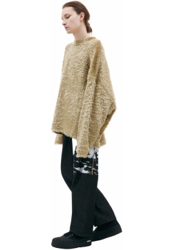 Beige shaggy sweater with logo Mastermind WORLD MW23S11 SW002 606/CAMEL