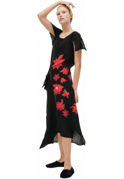 Flower Printed Silk Dress Yohji Yamamoto NH D07 403