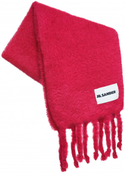 Red mohair knitted scarf Jil Sander J47TE0113/J40041/609