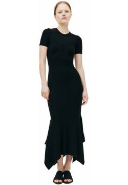 Black ribbed maxi dress MARINE SERRE WDR223/CKNI0511/BK99
