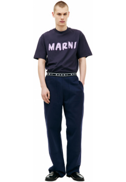 Navy cotton trousers Marni PJMU0066Y0/UTC301/00B95