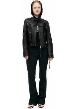 Black leather biker jacket Blumarine P42/2L051A/N0990