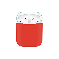 Чехол силиконовый Eva для наушников Apple AirPods 1/2  Красный/Бирюзовый (CBAP03RTQ)