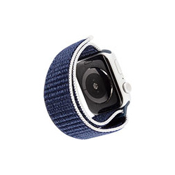 Ремешок нейлоновый mObility для Apple watch – 42 44 mm (S3/S4/S5 SE/S6)  темно синий с серо голубым краем